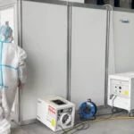 uso de cabina de descontaminación de amianto (remolque 750 kg)
