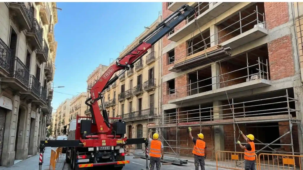 elevar materiales con camion grua